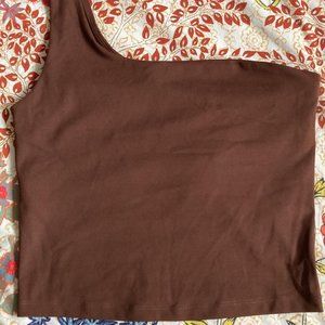 Girlfriend Collective - Bianca One Shoulder Tank in Earth - Size M